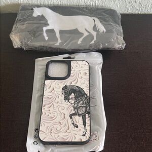 # 0789+ Unisex Elegant Horse Design Phone Case 13 MAC Pro - Black/ White Bag
